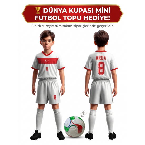 Türkiye Temalı İsim/Numara Özelleştirilebilir Çocuk Forma Seti + Dünya Kupası Mini Futbol Topu Hediye! Türkiye Temalı İsim/Numara Özelleştirilebilir Çocuk Forma Seti + Dünya Kupası Mini Futbol Topu Hediye!